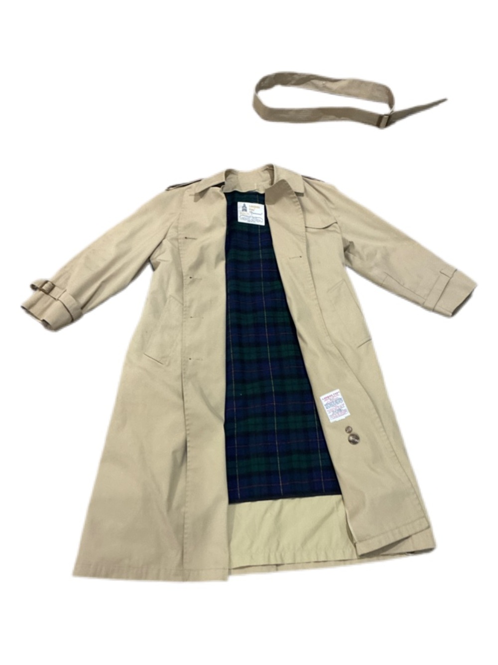 Classic  Beige Trench Coat with Plaid Lining